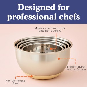 Ziruma Non-Toxic Mixing Bowls with Lids Set, Stainless Steel & Glass, 5 Pcs Plastic Free Bowls with Silicone Non-Slip Base, Dishwasher Safe Mixing Bowl Set