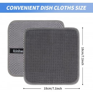 KinHwa Dish Cloths for Washing Dishes Kitchen Washcloths for Dishes Dish Rags for Washing Dishes Absorbent Microfiber Dish Cloths Dish Towels with Scour Scrub Side for Kitchen Cleaning Rags 7inch 9 PC