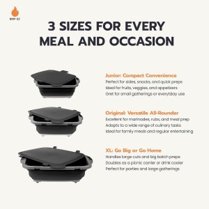Collapsible BBQ Prep Tub - for Meal Prep Marinating Food Storage - Includes Cutting Board & Locking Lid - (1) XL - Black