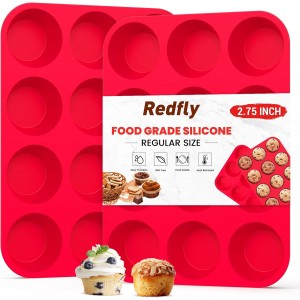 Redfly 2 Pack Silicone Muffin Pan & Cupc...