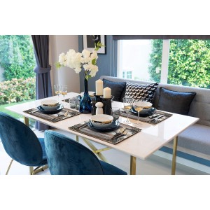 Vinyl Rectangular Placemats Set of 4 - Non Slip Place Mats Ideal for Indoor and Outdoor Dining Table - Washable and Heat Resistant Table Mat for Kitchen Tables (Live Laugh Love)