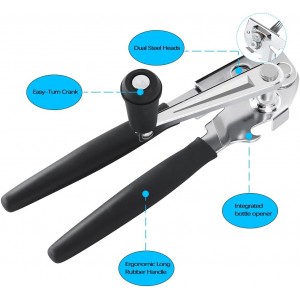 Manual Can Opener,Easy-Grip Hand Crank Can Opener for Seniors & Arthritis - Ergonomic Manual Opener, Heavy Duty for Large Cans, Safe & Comfortable Use at Home or Restaurant