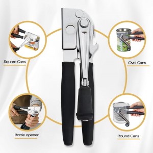 Manual Can Opener,Easy-Grip Hand Crank Can Opener for Seniors & Arthritis - Ergonomic Manual Opener, Heavy Duty for Large Cans, Safe & Comfortable Use at Home or Restaurant