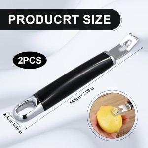 2pcs Stainless Steel Channel Knife, Lemon Zester Fruit Peeler with Hanging Loop Multifunctional Lemon Twist Peeler Fruit Orange Citrus Zester Tool for Cocktail Kitchen Home Bar