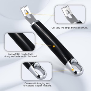 2pcs Stainless Steel Channel Knife, Lemon Zester Fruit Peeler with Hanging Loop Multifunctional Lemon Twist Peeler Fruit Orange Citrus Zester Tool for Cocktail Kitchen Home Bar