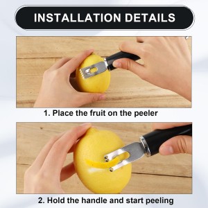 2pcs Stainless Steel Channel Knife, Lemon Zester Fruit Peeler with Hanging Loop Multifunctional Lemon Twist Peeler Fruit Orange Citrus Zester Tool for Cocktail Kitchen Home Bar
