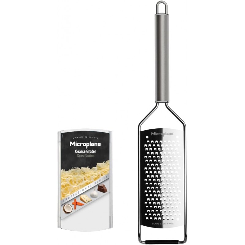 Microplane Professional Series Kitchen Grater new Coarse for Cheese, Carrot, Ginger, Coconut, Nuts and Horseradish with Stainless Steel Blades - Made in USA