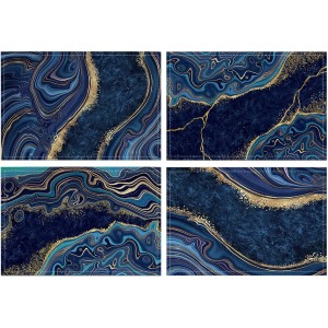 Navy Blue Gold Placemats Set of 4 Marble...