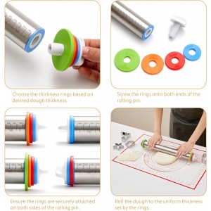 Rolling Pin with Thickness Rings, Fulimax 17