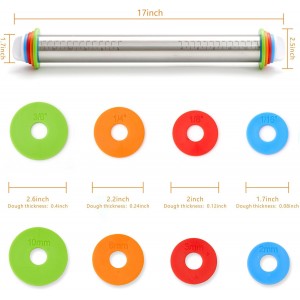 Rolling Pin with Thickness Rings, Fulimax 17