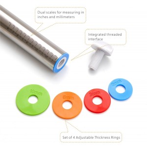 Rolling Pin with Thickness Rings, Fulimax 17