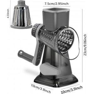 Cheese Grater Rotary Cheese Grater,Versatile Cheese Shredder,Blades for Shredding, Grating, Slicing,Cheese Shredder with Suction Base and Cleaning Brush Kitchen Gift (gray)