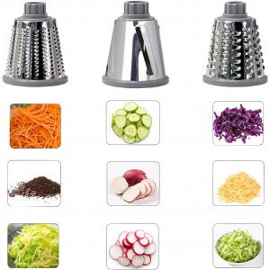 Cheese Grater Rotary Cheese Grater,Versatile Cheese Shredder,Blades for Shredding, Grating, Slicing,Cheese Shredder with Suction Base and Cleaning Brush Kitchen Gift (gray)