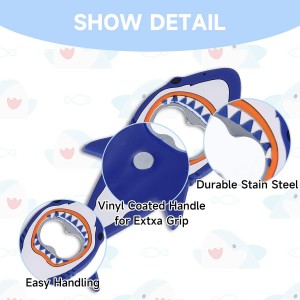 Shark Bottle Opener, Magnetic Beer Bottle Opener for Refrigerator, Silicone Stainless Steel Beer Bottles Openers, Pop Can Soda Can Openers for Boyfriend Husband Father (Blue, 1PCS)