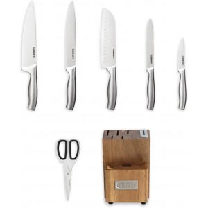 Cuisinart 7 Pc Stainless Steel Essentials Cutlery Block Set with Built in Sharpener