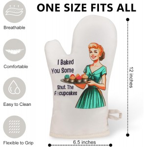 Miracu Funny Oven Mitts for Women, Cute Oven Mitt Set, Fun Kitchen Mittens, Baking Gifts for Women Bakers, Baker Gifts for Mom, Cooking Accessories, Retro Humor Mothers Day Bday Housewarming Presents