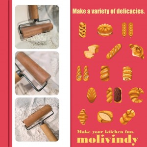 Small Rolling Pin, Wooden Dough Roller, Non-Stick Pizza Roller, Dough Baker Roller Set for Home Kitchen Baking Cooking.