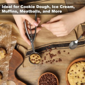 Cookie Scoop,Set of 3 Cookie Dough Scoops for Baking 1 Tbsp,2 Tbsp,3 Tbsp,Stainless Steel Ice Cream Scooper with Trigger Release for Cupcake,Ice Cream,Muffin,Meatball,Melonball