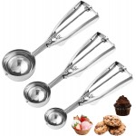 Cookie Scoop,Set of 3 Cookie Dough Scoops for Baking 1 Tbsp,2 Tbsp,3 Tbsp,Stainless Steel Ice Cream Scooper with Trigger Release for Cupcake,Ice Cream,Muffin,Meatball,Melonball