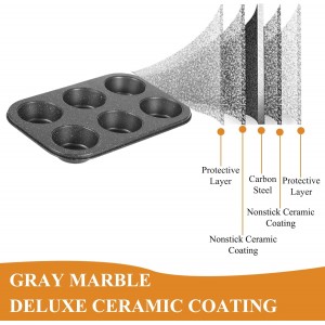 Muffin Cupcake Pan, Muffin Tins Nonstick 6, Muffin Top Cookie Cheese Cake Pan for Baking, Toast Oven Baking Supplies Small Cake Pans Muffin Cups Non Stick