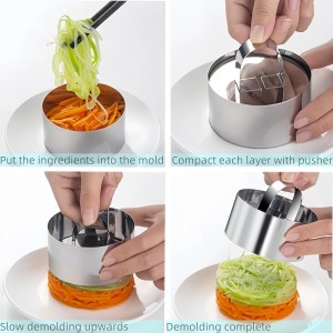 4 Pcs Round Ring Mold for Cooking,Stainless Steel 3 inch Food Molds with 1 Pusher for Cake Dessert Mousse Tuna Tartare