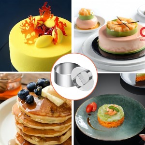 4 Pcs Round Ring Mold for Cooking,Stainless Steel 3 inch Food Molds with 1 Pusher for Cake Dessert Mousse Tuna Tartare