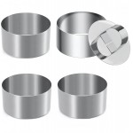 4 Pcs Round Ring Mold for Cooking,Stainless Steel 3 inch Food Molds with 1 Pusher for Cake Dessert Mousse Tuna Tartare