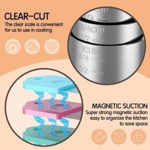 Magnetic Measuring Cups, 8 Stainless Steel Nesting Measuring Cup Set for Measuring Dry or Liquid Ingredients