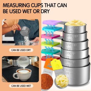 Magnetic Measuring Cups, 8 Stainless Steel Nesting Measuring Cup Set for Measuring Dry or Liquid Ingredients
