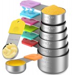 Magnetic Measuring Cups, 8 Stainless Steel Nesting Measuring Cup Set for Measuring Dry or Liquid Ingredients