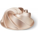 KITESSENSU Non-Stick Cake Pan, 9.5-Inch Aluminum Cake Mold, 8 Cup Fluted Heavy Duty Tube Pan, Durable Rust & Scratch-Resistant, Baking Mold for Jello, Gelatin, Chocoflan, Flan, Marissa, Gold