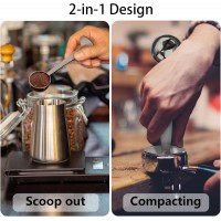 2 PCS 2-in-1 Coffee Scoop for Ground Coffee 304 Stainless Steel Espresso Tamper with Pressed Portable Coffee Tamper for Coffee Bean Pressing (51mm 15ml)