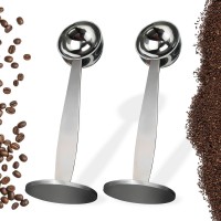 2 PCS 2-in-1 Coffee Scoop for Ground Coffee 304 Stainless Steel Espresso Tamper with Pressed Portable Coffee Tamper for Coffee Bean Pressing (51mm 15ml)