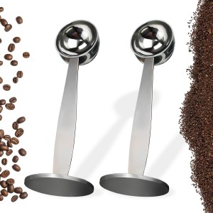 2 PCS 2-in-1 Coffee Scoop for Ground Cof...