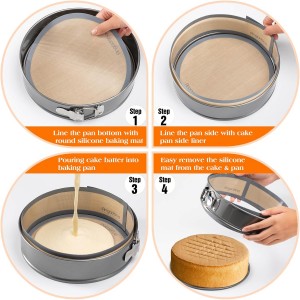 Silicone Baking Mat for Springform Pan 9 inch, Prevent cake from Sticking to Bottom and Side,Easy Clean & Non Sick Silicone Baking mat for Cheesecake Pan