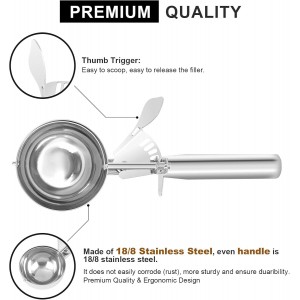 Cookie Scoops Set of 3 Ice Cream Scoop with Trigger 18/8 Stainless Steel, 3PCS Different Size Cupcake Scoop for Baking Mashed Potatoes Meatball Watermelon Muffin Batter Measuring (4oz + 2oz + 0.8oz)