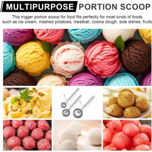 Cookie Scoops Set of 3 Ice Cream Scoop with Trigger 18/8 Stainless Steel, 3PCS Different Size Cupcake Scoop for Baking Mashed Potatoes Meatball Watermelon Muffin Batter Measuring (4oz + 2oz + 0.8oz)