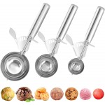 Cookie Scoops Set of 3 Ice Cream Scoop with Trigger 18/8 Stainless Steel, 3PCS Different Size Cupcake Scoop for Baking Mashed Potatoes Meatball Watermelon Muffin Batter Measuring (4oz + 2oz + 0.8oz)