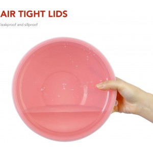 BoxedHome BPA Free Plastic Round Mixing Bowl with Lids, 12 Pack Nesting Bowls with Lids Set, Microwave and Dishwasher Safe Prep & Serving Bowls Great for Mixing, Baking, Serving (Pink, 12pcs)