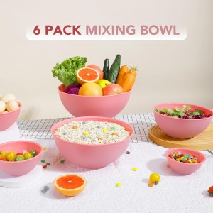 BoxedHome BPA Free Plastic Round Mixing Bowl with Lids, 12 Pack Nesting Bowls with Lids Set, Microwave and Dishwasher Safe Prep & Serving Bowls Great for Mixing, Baking, Serving (Pink, 12pcs)