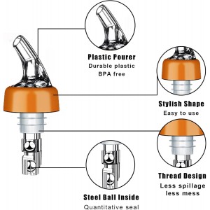 2 Pack Automatic Measured Bottle Pourer Spout - Quick Shot Spirit Measure Liquor Pourer with Dust Caps, Measuring Wine Spouts Dispenser for Cocktail Home Bar (1.0oz/30ml -2 Pack)