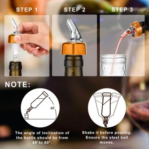2 Pack Automatic Measured Bottle Pourer Spout - Quick Shot Spirit Measure Liquor Pourer with Dust Caps, Measuring Wine Spouts Dispenser for Cocktail Home Bar (1.0oz/30ml -2 Pack)