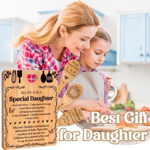 Gifts for Daughter - "Recipe for a Special Daughter" Daughter Birthday Gifts Cutting Board Set, Bamboo-Made Engraved Utensil Set Birthday Gifts for Daughter, Daughter Gifts