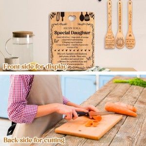 Gifts for Daughter - "Recipe for a Special Daughter" Daughter Birthday Gifts Cutting Board Set, Bamboo-Made Engraved Utensil Set Birthday Gifts for Daughter, Daughter Gifts