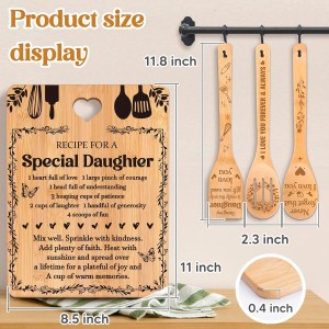 Gifts for Daughter - "Recipe for a Special Daughter" Daughter Birthday Gifts Cutting Board Set, Bamboo-Made Engraved Utensil Set Birthday Gifts for Daughter, Daughter Gifts