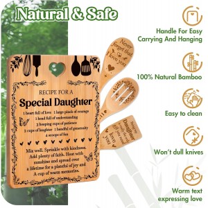 Gifts for Daughter - "Recipe for a Special Daughter" Daughter Birthday Gifts Cutting Board Set, Bamboo-Made Engraved Utensil Set Birthday Gifts for Daughter, Daughter Gifts