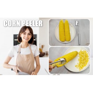 Corn on the Cob Remover Long Handle Stainless Steel Corn Stripping Tool, corn peeler for corn on the cob, corn cob stripper, Stainless Steel Corn Stripper Tool (1PCS)