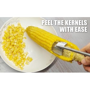 Corn on the Cob Remover Long Handle Stainless Steel Corn Stripping Tool, corn peeler for corn on the cob, corn cob stripper, Stainless Steel Corn Stripper Tool (1PCS)