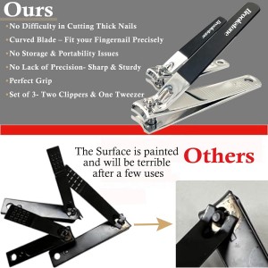 Brookstone Nail Clippers Set - Premium Stainless Steel Nail Clipper and Nail Cutter with Rubberized Non-Slip Grip, Includes Case and Tweezer, Two Nail Clippers for Precision Grooming