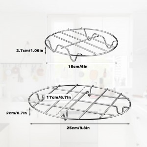 2 Pieces 304 Stainless Steel Cooling Racks, Roasting Rack, Multi-Purpose Cooking Rack Set for Baking, Roasting, Steaming and Cooling, Round and Oval Shapes Included